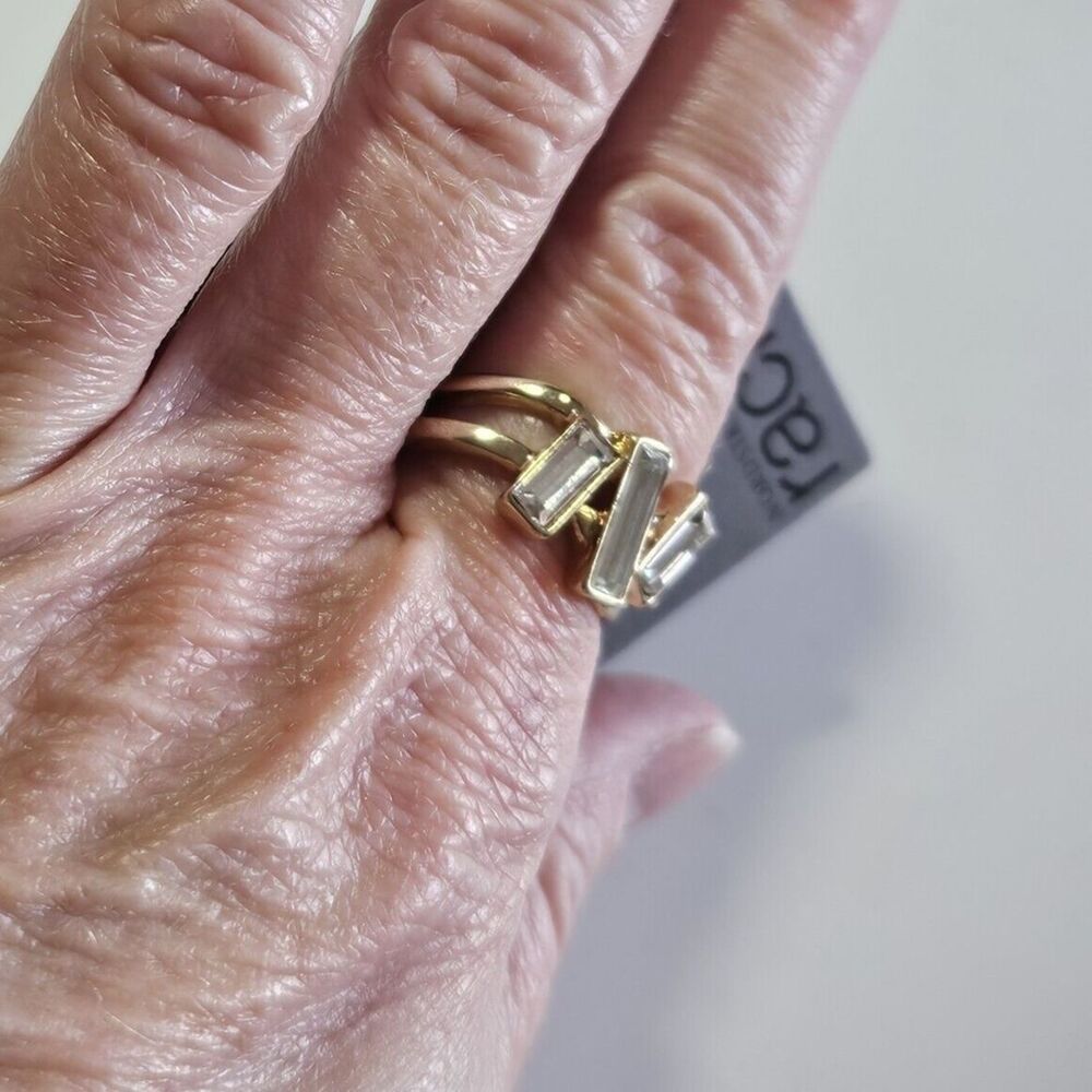 **Last Chance!! Final Sale** Nordstrom Rack Gold Tone Rectangular Rhinestone 8 - Picture 5 of 11